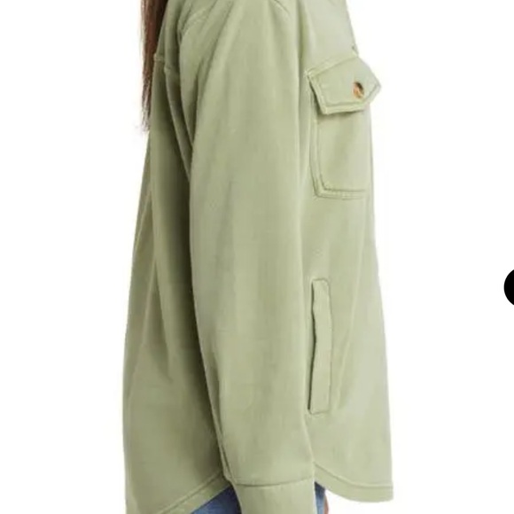 Nordstrom Thread & Supply Green Button-Up Shacket with Pockets - Picture 3 of 12